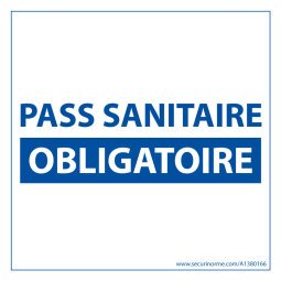 Sticker sanitaire Pass Sanitaire Obligatoire vinyle - 125 x 125 mm -  fond blanc