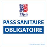 Adhésif d'information - Pass Sanitaire Obligatoire avec QR Code - 125x125 mm - Vinyle