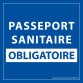 Adhésif d'information - Passeport Sanitaire Obligatoire fond bleu - 125 x 125 mm - Vinyle