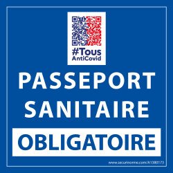 Adhésif d'Information - Passeport Sanitaire Obligatoire - 125x125 mm - Vinyle