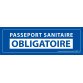 Signalétique Sticker sanitaire Passeport Sanitaire Obligatoire vinyle - 150 x 50 mm -  fond bleu