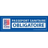 Autocollant d'information - Passeport Sanitaire Obligatoire avec QR Code - 150 x 50 mm - Vinyle