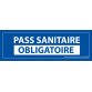 Sticker sanitaire Pass Sanitaire Obligatoire vinyle - 150 x 50 mm -  fond bleu