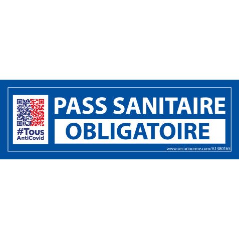 Adhésif d'Information - Pass Sanitaire Obligatoire avec QR Code - 150 x 50 mm - Vinyle