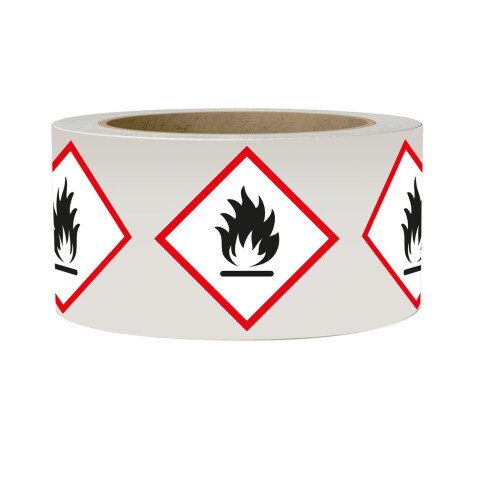 Étiquettes - Matières inflammables - SGH02 - 50 mm - Vinyle Autocollant - Rouleau de 250