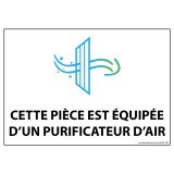 Panneau d'information - Cette pièce est équipée d'un purificateur d'air - 150 x 210 mm - Vinyle  - Vinyle souple autocollant