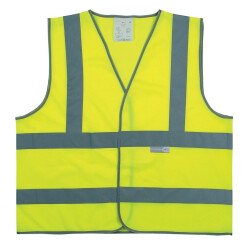Gilet de sécurité - Jaune fluo avec 4 bandes réfléchissantes  - L