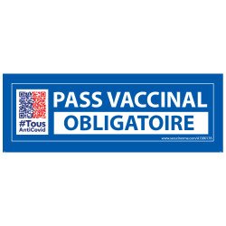 Adhésif d'information - Pass Vaccinal Obligatoire avec QR Code - 150x50 mm - Vinyle