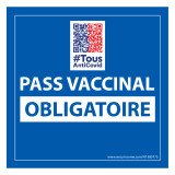 Adhésif d'information - Pass Vaccinal Obligatoire avec QR Code - 125x125 mm - Vinyle.