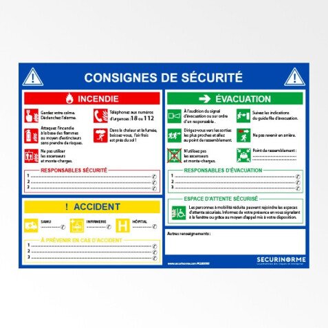 Panneau obligatoire - Consignes de sécurité incendie - 297x420 mm