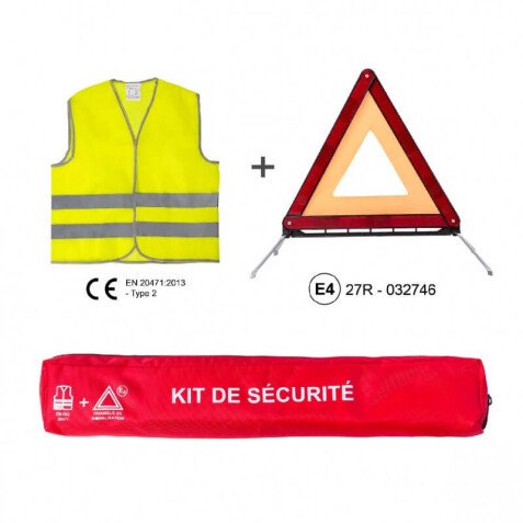 Kit - Sécurité Véhicule Gilet Haute Visibilité + Triangle CE E27R - Polyester