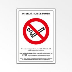 Panneau interdiction - Interdiction de fumer avec décret - A5
