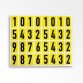 Planche de 32 chiffres noir sur jaune - 15 mm - Tissu plastifié