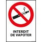 Panneau d'Interdiction "Interdiction de vapoter" plastifié A5