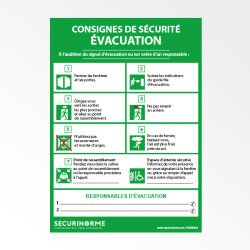 Affiche Consignes de Sécurité Évacuation - 297x420 mm