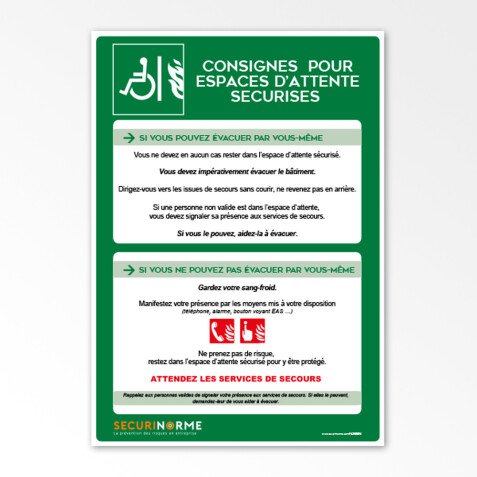 Poster - Consignes pour Espace d'Attente Sécurisé - A3 - Plastification