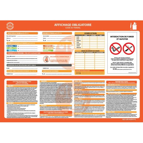 Affiche - Conformité légale entreprises 2022 - A3 - Vinyle plastifié