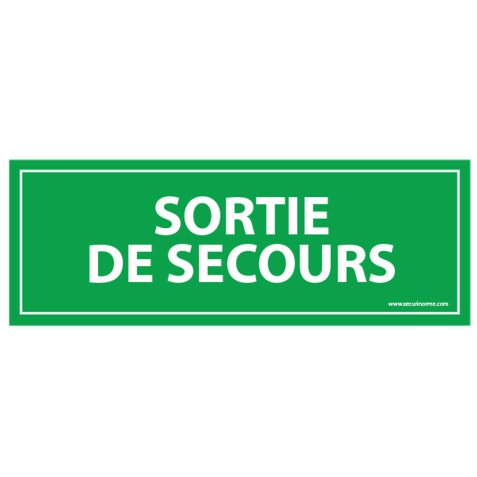 Panneau évacuation - Sortie de secours  - 350 x 125 mm - Vinyle Souple Autocollant