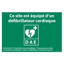 Panneau DAE - ce site est équipé d'un défibrilateur cardiaque - Modèle 1