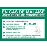 Panneau - Consigne Défibrillateur en cas de malaise - ISO EN 7010  - 210 x 150 mm - Vinyle
