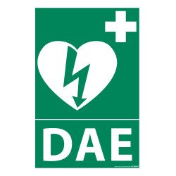 Panneau - Signalétique Défibrillateur DAE ISO 7010 - Modèle 2  - 140 x 210 mm - PVC