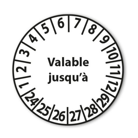 Pastilles Calendrier - Valable jusqu'à - 25 mm  - Vinyle Souple Autocollant