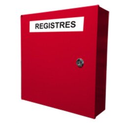 Armoire à registres - Sécurité Incendie Murale - Tôle Rouge - L345 x H355 x P100 mm