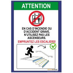 Poster - Consignes évacuation escaliers - NF EN ISO 7010 - A3 - Plastifié  - Gauche