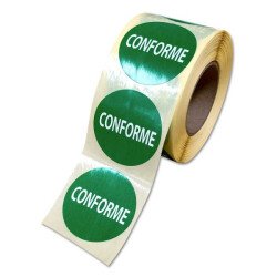 Rouleau d'étiquettes de contrôle - "Conforme" - Papier adhésif - Rouleau de 500 ex  - 40 mm