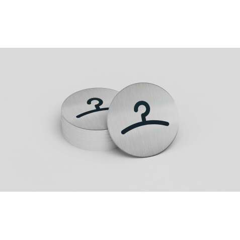 Pictogramme adhésif - Vestiaire rond - 83 mm - Acier brossé
