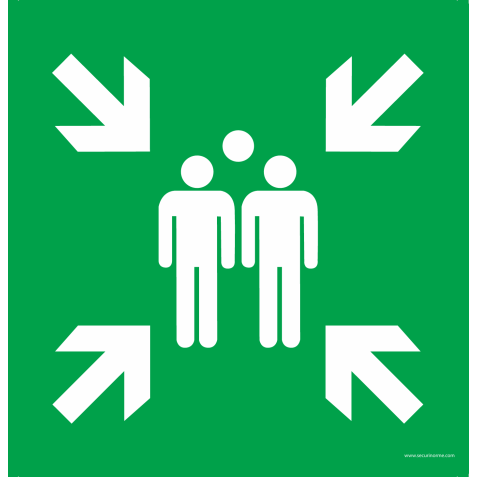 Panneau Évacuation - Point de rassemblement après évacuation - E007  - 125 x 125 mm - PVC