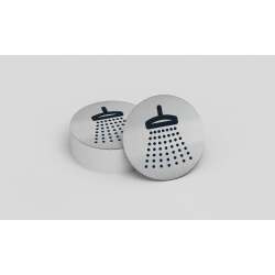 Pictogramme rond de porte - Douche-  83mm - Acier brossé
