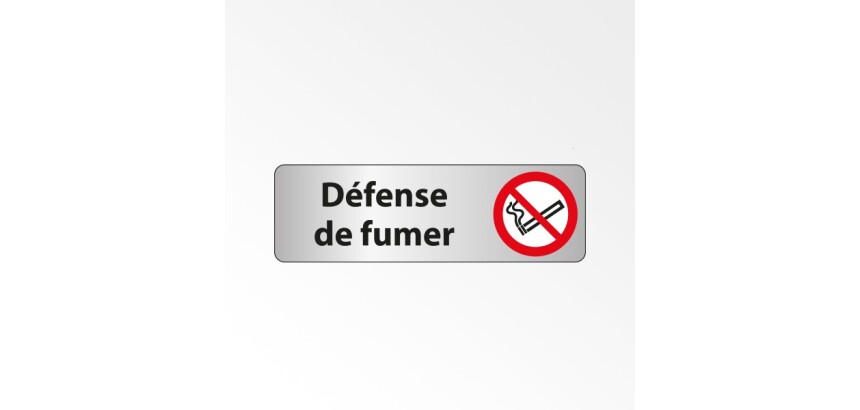 Signalétique d'interdiction - Défense de fumer - P002 - ISO 7010  - 250 x 80 mm - Argent
