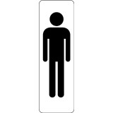 Signalétique WC homme – Panneau adhésif – Silhouette pictogramme  - 150 x 47 mm - Argent