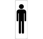 Panneau WC Homme adhésif PVC ou alu brossé – 2 formats  - 250 x 80 mm - Blanc