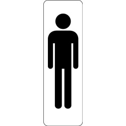 Signalétique WC homme – Panneau adhésif – Silhouette pictogramme  - 250 x 80 mm - Argent