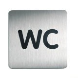 Panneau d'information - WC carré - 150x150 mm - Acier brossé.
