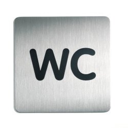 Panneau d'information - WC carré - 150x150 mm - Acier brossé.