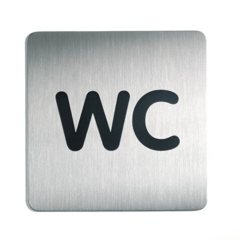 Panneau d'information - WC carré - 150x150 mm - Acier brossé.