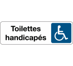 Panneau PMR Toilettes handicapés adhésif – PVC/Alu  - 250 x 80 mm - Argent