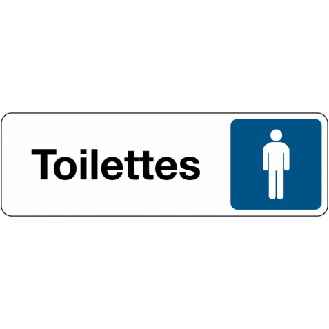 Panneau adhésif - Toilettes Homme - Signalétique avec pictogramme  - 150 x 47 mm - Blanc