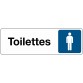 Panneau adhésif - Toilettes Homme - Signalétique avec pictogramme  - 150 x 47 mm - Blanc