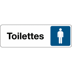 Panneau adhésif - Toilettes Homme - Signalétique avec pictogramme  - 150 x 47 mm - Argent
