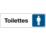 Panneau Toilettes Homme – Signalétique adhésive  - 250 x 80 mm - Blanc
