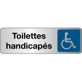 Panneau adhésif - Toilettes Handicapés  - 250 x 80 mm - Blanc