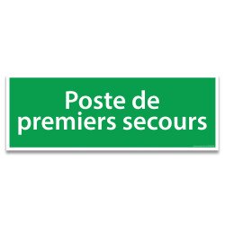 Panneau adhésif d'évacuation - Poste de premiers secours   - 210 x 75 mm - Vinyle