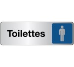 Panneau Toilettes Homme – Signalétique adhésive  - 250 x 80 mm - Blanc