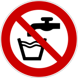 Panneau interdiction P005 - Eau non potable - Norme ISO 7010  - 100 mm - Vinyle Souple Autocollant