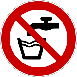 Panneau interdiction P005 - Eau non potable - Norme ISO 7010  - 100 mm - Vinyle Souple Autocollant