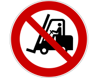 Panneau - Interdit chariots élévateurs véhicules indus.  - 315 mm - PVC